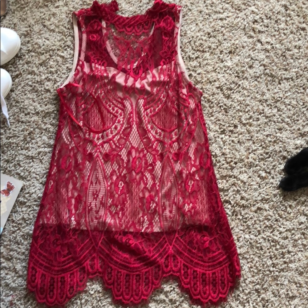Lace red blouse